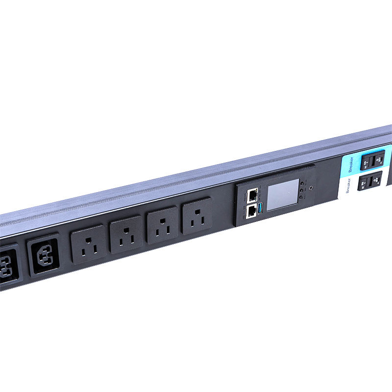 16 stopcontacten IEC C13 C19 en US stopcontacten 1,5U vloeibare magnetische stroomonderbreker verticale TCP/IP smart rack PDU