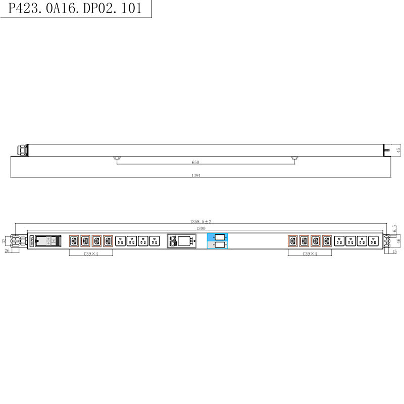 16 stopcontacten IEC C13 C19 en US stopcontacten 1,5U vloeibare magnetische stroomonderbreker verticale TCP/IP smart rack PDU