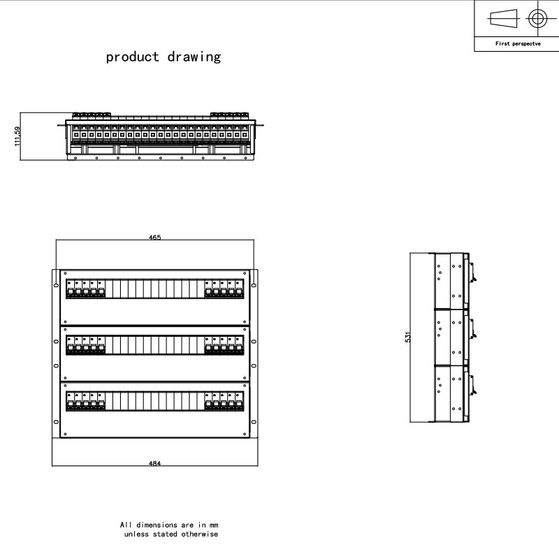 9U Breaker Horizontaal Rack Pdu Grijs