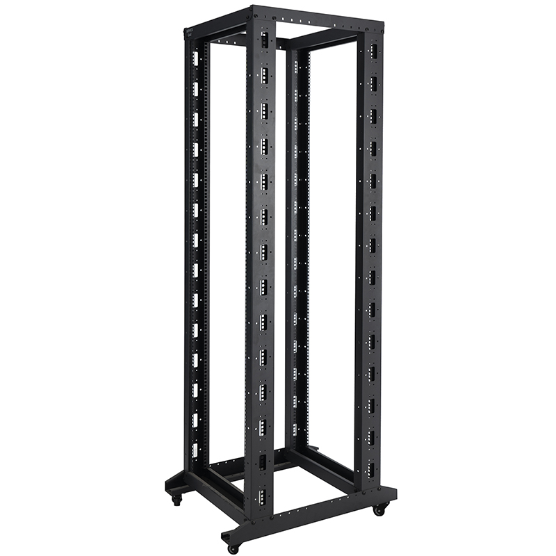 Verstelbaar open rack met 4 stijlen, zwart 18U-47U